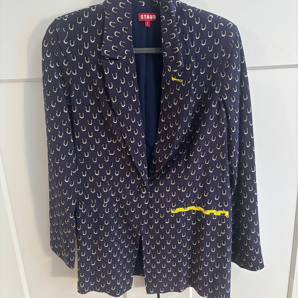 STAUD Navy Butterfly Print Blazer - Size Small